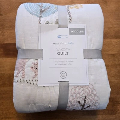 POTTERY BARN KIDS DAKOTA WOODLAND BABY TODDLER QUILT COMFORTER ~ IVORY MULTI - Image 1 of 4