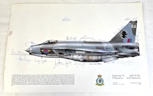 Signierte Luftfahrtkunst - Lightning F.6 XR728 'BA' 11 Squadron Flugzeug Druck - Bild 1 von 7