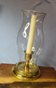 My Estate Sale! Vintage Brass Candlestick Holder With Hurricane Lamp 9.5" H X 5" - Picture 1 of 7