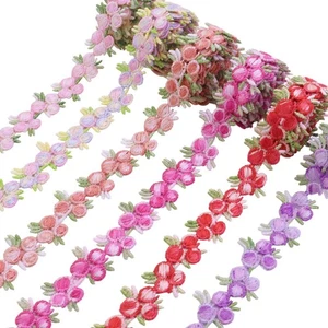 Flower Embroidered Lace Trim 6 Yards Rose Applique Lace Ribbon Trim for Sewin... - Bild 1 von 6