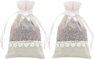 Bolsas de arpillera con cordón rosa de 20 PS, bolsas de regalo de organza de yute de encaje para boda Foto 1 de 2