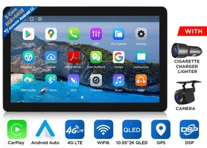 CAM+1 DIN Android 13 6+64 Car Stereo Radio GPS Navigation WiFi 4G 10.95" CarPlay - Picture 1 of 23