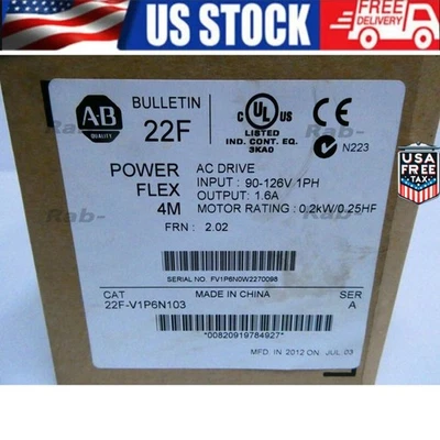 NEW AB 22F-V1P6N103 Powerflex 4m Ac Vfd Drive 90-126v-ac 0.2kw US Free Tax - Image 1 of 4