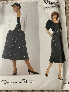 Uncut Vogue 2928 Misses Jacket Dress Lined Round Neck Oscar De La Renta size 10 - Picture 1 of 3