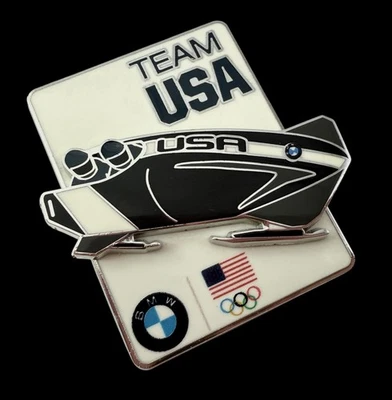Bobsled TEAM USA 2014 Olympics Enamel Pin BMW Sled actually moves back and forth - Image 1 of 4