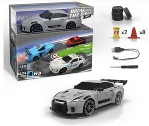 RC Drift Car 1:24 GTR R35 Nissan Skyline Style 4WD 20KM/H LED Lights Kids Adults - Picture 1 of 8