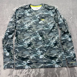 Camiseta Aftco Para Hombre M Azul Camuflada Cuello Redondo Manga Larga Rendimiento Pesca Limpia - Imagen 1 de 8