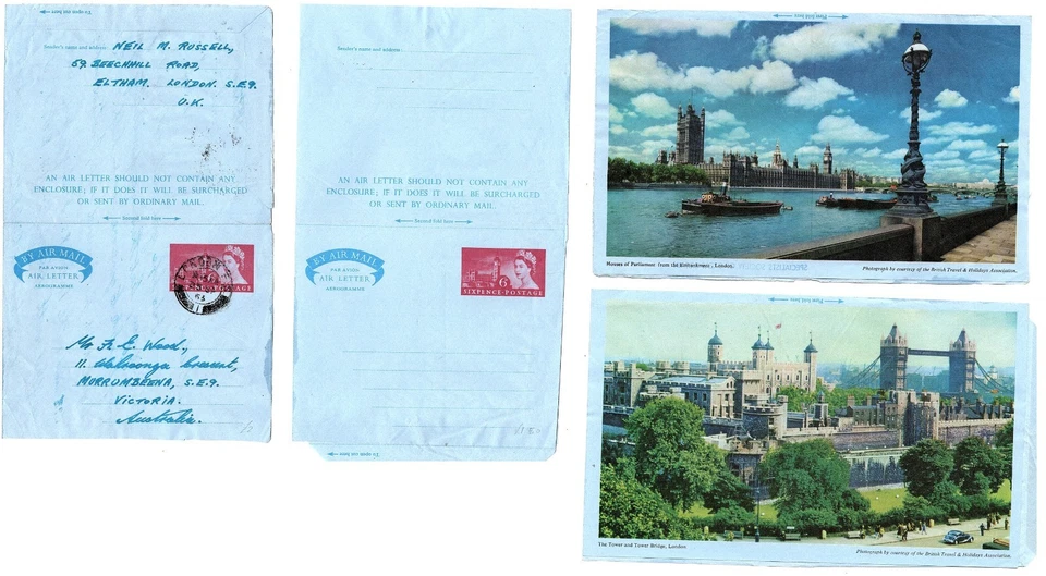 QEII 1963 6d  Houses of Parliament Aerogram Air Letter Used & Mint A14 A14a - Image 1 of 4