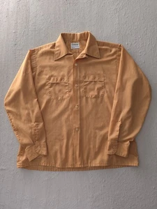 Vintage 1970s Van Heusen Permanent Press Loop Collar Shirt Button-Up L Orange - Picture 1 of 8