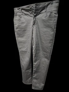 Pantalones recortados gris verdoso de pierna recta elásticos de tinta de zafiro para mujer talla 11 - Imagen 1 de 3