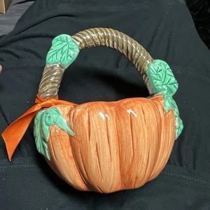 Cesta calabaza cerámica Halloween años 90 vintage - Imagen 1 de 12