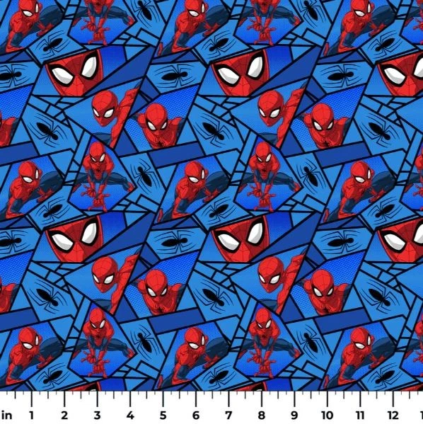 Algodón Spiderman Arañas Marvel Película Azul Tela Estampado por Yarda D601.12 Foto 1 de 1