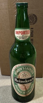 ВИНТАЖНЫЙ БОЛЬШОЙ HEINEKEN ЛАГЕР ПИВО СТЕКЛЯННАЯ БУТЫЛКА БАР МАГАЗИН ДИСПЛЕЙ 18,5» - Изображение 1 из 4