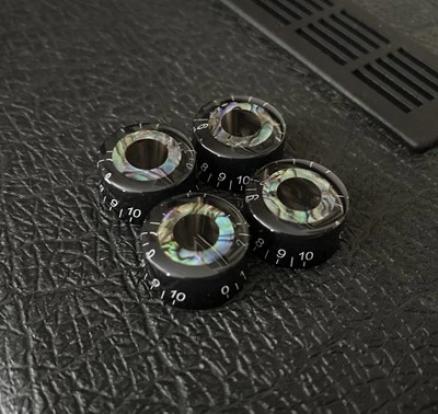 GENERIC PART Guitar Speed Knobs Les Paul Epiphone Gibson Style Black with Abalone Inlay 6mm
