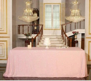 Pink Party Sequin Tablecloth Rectangular 60"x120" - Picture 1 of 2