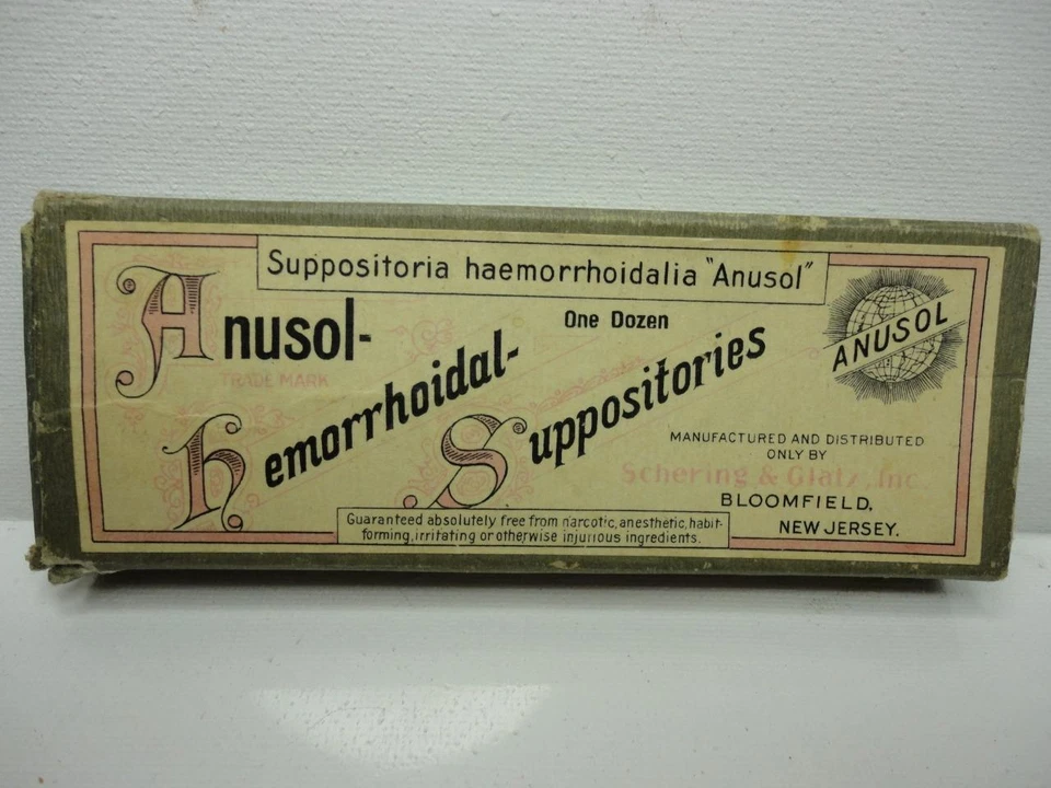 Medical Box Anusol Hemorrhoidal Suppositories Schering & Glatz, Inc. New Jersey - Image 1 of 1