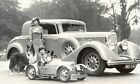 Photo noir et blanc 1934 femme chiot enfant voiture automobile 8 x 10 réimpression A-5