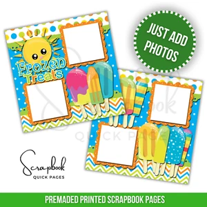 Frozen Treats Scrapbook Page Ice Cream PRINTED Premade Scrapbook Quick Pages 35 - Picture 1 of 2