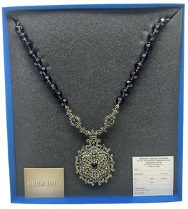 GORGEOUS HEIDI DAUS XL CRYSTAL DROP NECKLACE WITH PURPLE & MULTICOLOR GEMSTONES - Picture 1 of 11