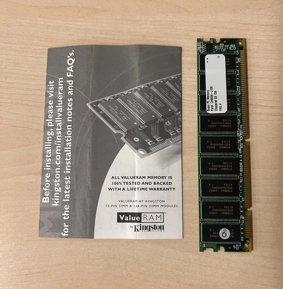 KVR133X72C3/128 Kingston 128MB PC133 133MHz ECC Unbuffered CL3 168-Pin DIMM RAM - Image 1 of 1