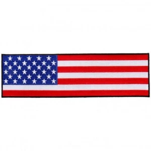 Cropped American USA Flag Iron on sew on PATCH (11.0 X 3.0 inch) - Picture 1 of 1