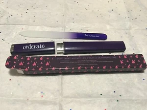 Owlcrate GLASS NAIL FILE With Carrying Case manicure tool nails salon purple NEW - Picture 1 of 8
