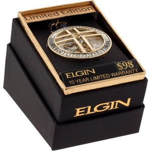 Brand New Crucified Elgin® Mens Automatic Skeleton Pocket Watch FG1610013PW - Picture 1 of 4