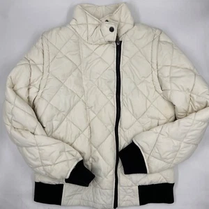 Marc New York Andrew Marc Womens Quilted Bomber Jacket Ivory Size M Polyester - Picture 1 of 11