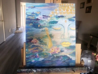 Pintura acrílica original, "Meditación Zen", 11 por 14", tablero de lienzo Foto 1 de 4