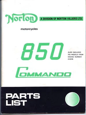 1973-74 Norton Commando 750, 850 Mk I, Mk II Factory Parts Manual, NEW, Sealed - Image 1 of 2