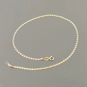 10K TRICOLOR GOLD 1.65MM FLAT MARINER LINK 10 INCH ANKLET  - Picture 1 of 1