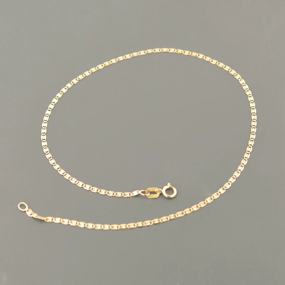 10K TRICOLOR GOLD 1.65MM FLAT MARINER LINK 10 INCH ANKLET  - Image 1 of 1