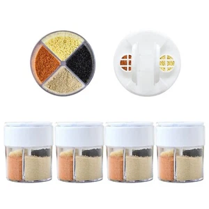 4-Pack 4 in 1 Salt and Pepper Shaker Jars Bottles, 4-Grid Flip Lid ... Fast Ship - Picture 1 of 9
