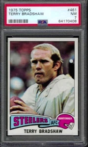 PSA 7 - 1975 Topps #461 Terry Bradshaw Pittsburgh Steelers de corte - Imagen 1 de 2