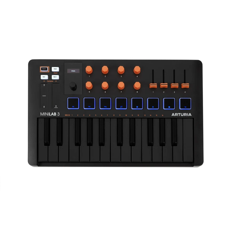 Arturia MiniLab 3 25-Note Compact MIDI Keyboard and Pad Controller, Orange - Image 1 of 1
