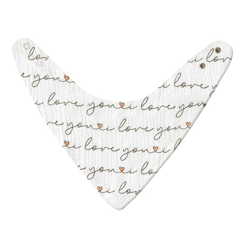 MUSLIN BANDANA BIB-LOVE YOU/WHITE - Image 1 of 1