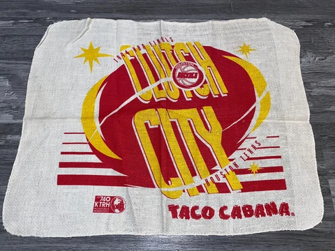 VTG 90s Houston Rockets Clutch City Taco Cabana AM740 Towel NBA Finals 1994 Cover