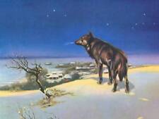 Lone Wolf  3 Frozen River Winter Wilderness  Alfred Kowalsky-Wierusz  12 x 16