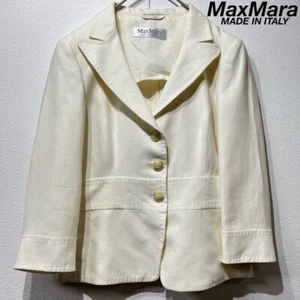 MaxMara 2 Button Classic Blazer Pure Lino Linen Rayon 3B Tailored Jacket Italy - Picture 1 of 11
