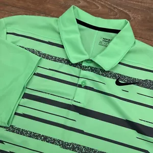 Camicia Uomo Nike Golf Uomo Verde Neon Nero Righe Large Dri-Fit Vestibilità Standard - Foto 1 di 10