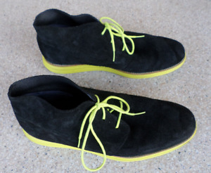 Cole Haan Lunargrand Black Suede/Yellow Lunar Sole Chukka Boots. Men's 13 M