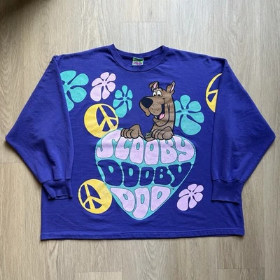 VTG Scooby Doo Size 2XL Cartoon Network AOP Crewneck Sweatshirt 28W/28W Purple - Image 1 of 4