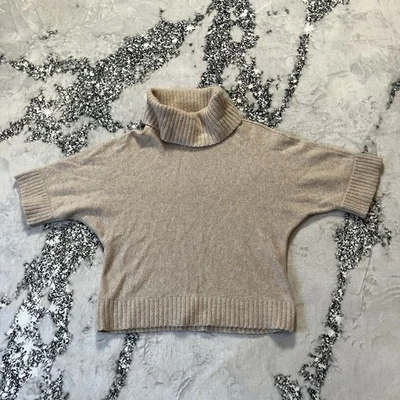 Suéter de cachemir Only Mine 2 capas para mujer talla mediana marrón cuello alto acanalado Foto 1 de 4