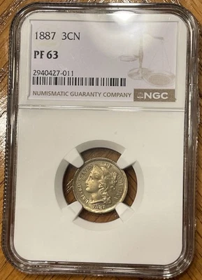 1887 Three Cent Piece Copper Nickel 3CN NGC PF63 Proof - Image 1 of 4