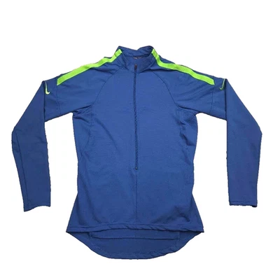 Nike Men’s Blue Green Long Sleeve 1/4 Zip Cycling Jersey Shirt Size L - Image 1 of 4