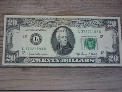 VINTAGE SERIES 1969C $20 DOLLAR BILL FEDERAL RESERVE NOTE UNCIRCULATED - Image 1 of 2