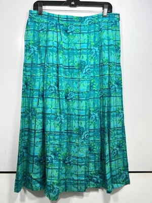 Sofisticado By Pendleton Plisado Azul Floral Cuadros Talla 16 Mujer Cottagecore Foto 1 de 4