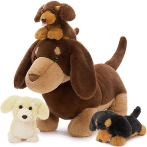 Dachshund Stuffed Animal with 3 Babies,17.7 Inches Weiner Dog Plush Toy Puppy... - Picture 1 of 6
