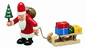 Gahlenz Erzgebirge - Weihnachtsmann klein mit Schlitten Figur NEU & OVP - Picture 1 of 1