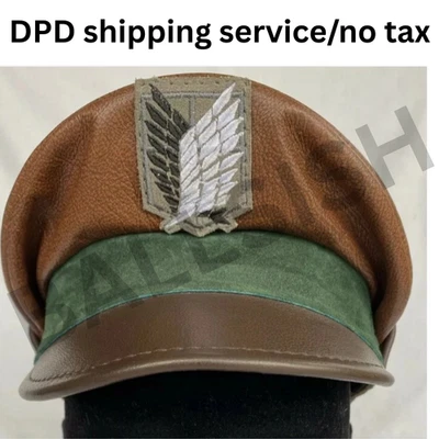 Attack on Titan Cosplay Cuero Gamuza Militar Trituradora Visera Gorra Sombrero Foto 1 de 4